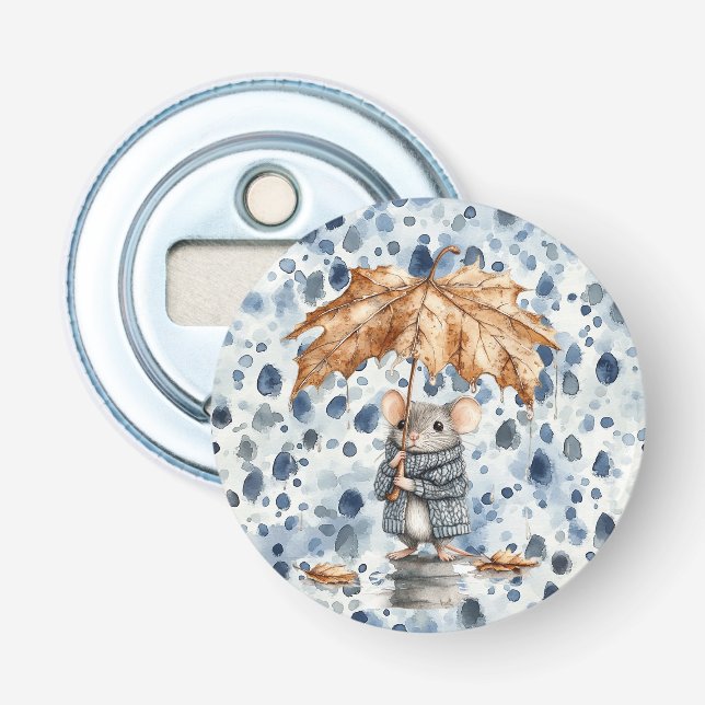 Décapsuleur Jours de pluie Souris bleue Feuille Parapluie (Devant)