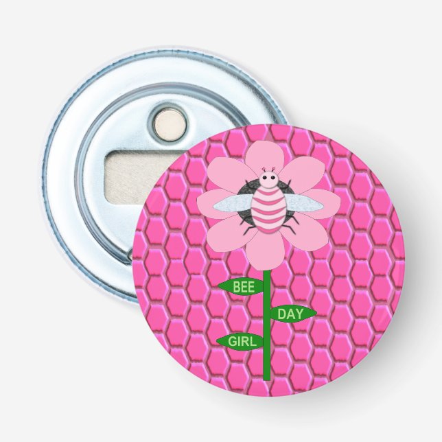 Décapsuleur Joyeuse Bee Day Girl rose Anniversaire Bumblebee (Devant)
