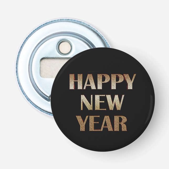 Décapsuleur Joyeuse nouvelle année Gold Metallic Texte Image (Devant)