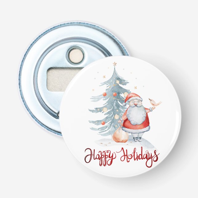 Décapsuleur Joyeuses Fêtes, Père Noël Sapin (Devant)
