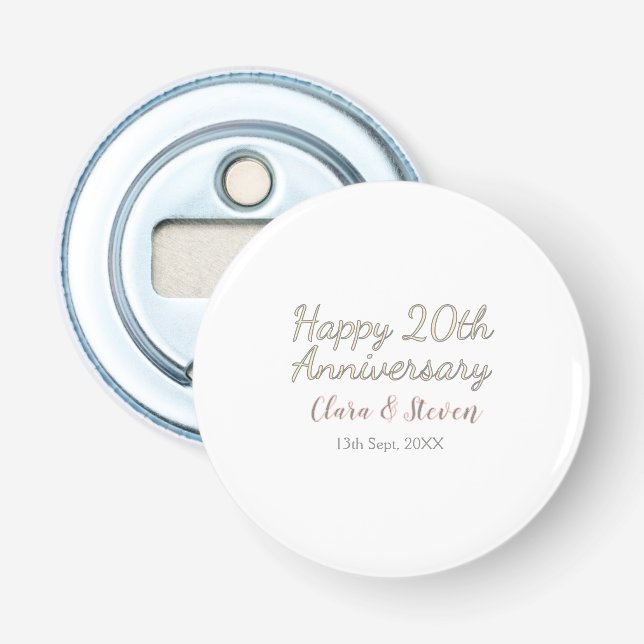 DÉCAPSULEUR JOYEUX 20E ANNIVERSAIRE DE MARIAGE NOM PINK GRAY P (Devant)