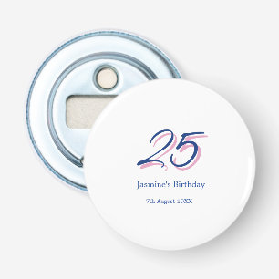 Décapsuleur joyeux 25e anniversaire bleu rose nom date lettre