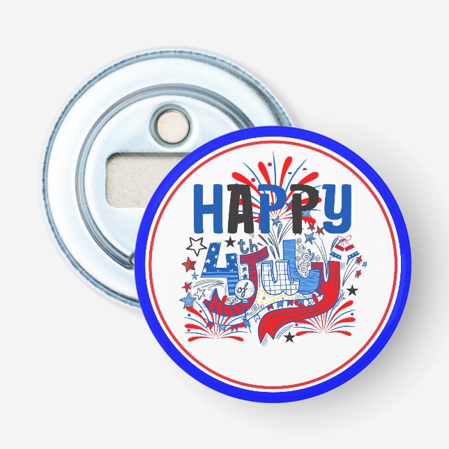 Décapsuleur Joyeux 4 juillet Célébration Texte personnalisé (Devant)