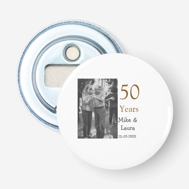 Décapsuleur Joyeux 50e anniversaire ajouter nom du couple date (Devant)