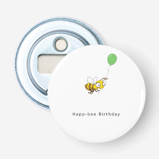 Décapsuleur Joyeux anniversaire d'abeille. Cadeau d'anniversai (Devant)