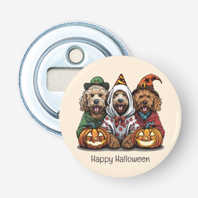 Décapsuleur Joyeux chien d'Halloween Goldendoodle (Devant)
