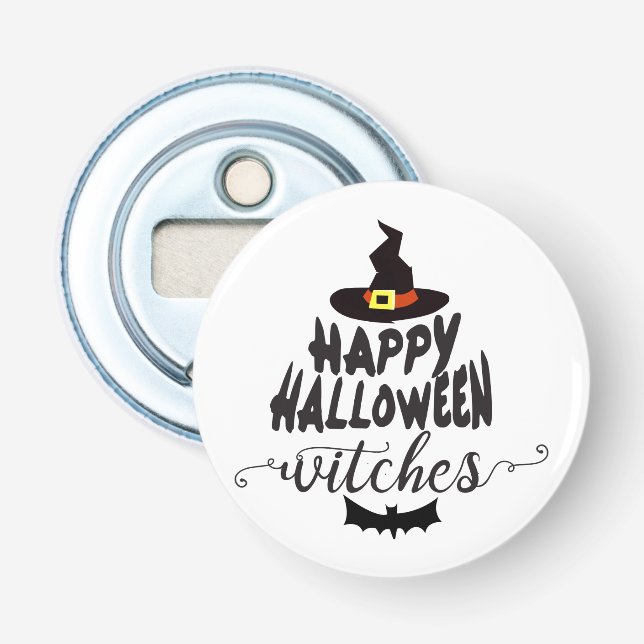 Décapsuleur Joyeux Halloween Sorcières Typographie Halloween (Devant)