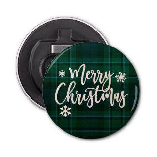 Décapsuleur Joyeux Noël vert Plaid