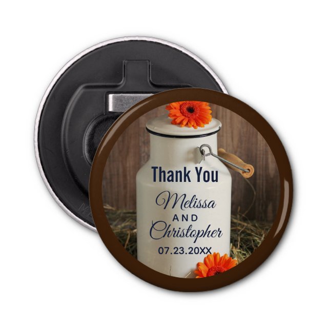 Décapsuleur Jus de lait blanc rustique avec Mariage de fleurs (Devant)