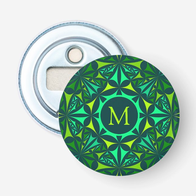 Décapsuleur Kaleidoscope Monogrammé Orné de Vert Émeraude (Devant)