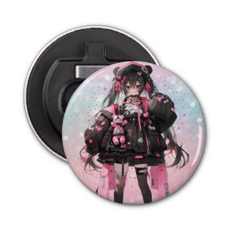 Décapsuleur Kawaii Anime Girl en Robe rose et noire