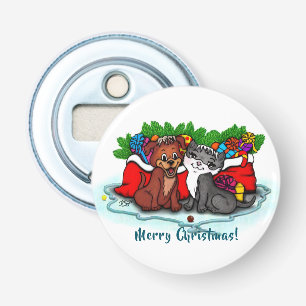 Décapsuleur Kitty et chiot, Happy XMas