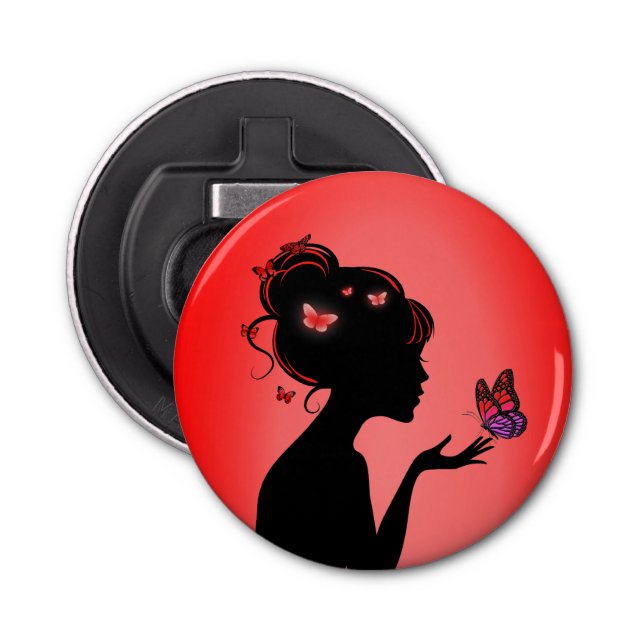 Décapsuleur La femme papillons rouges (Devant)