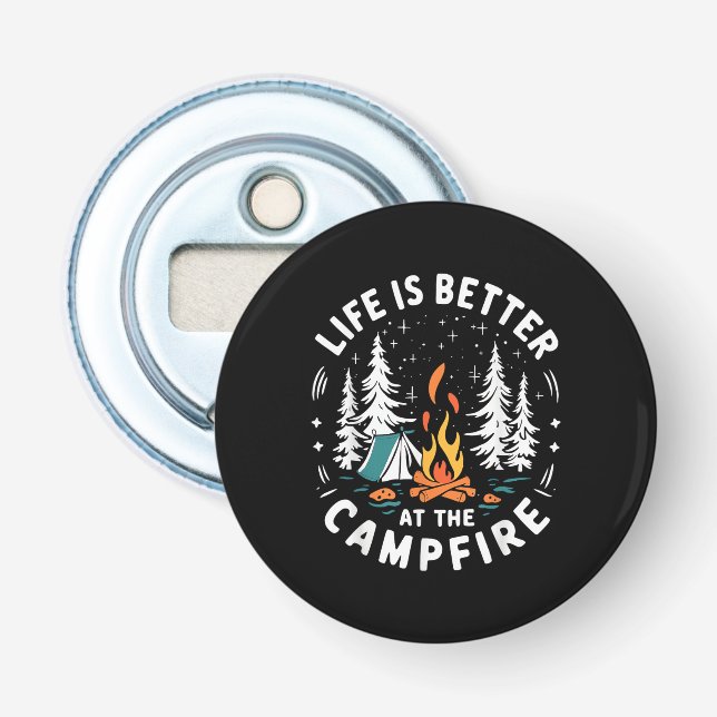 Décapsuleur La vie est meilleure au feu de camp drôle de campi (Devant)
