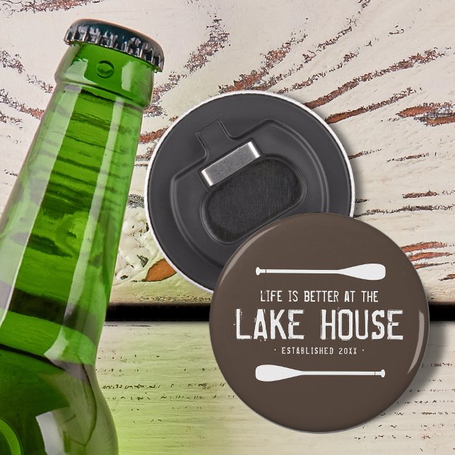 Décapsuleur La vie rustique est meilleure à la maison du lac P (Rustic Life Is Better At The Lake House Paddles Bottle Opener)