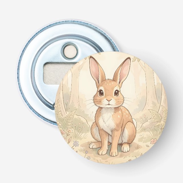 Décapsuleur Lapin brun mignon dans une forêt (Devant)