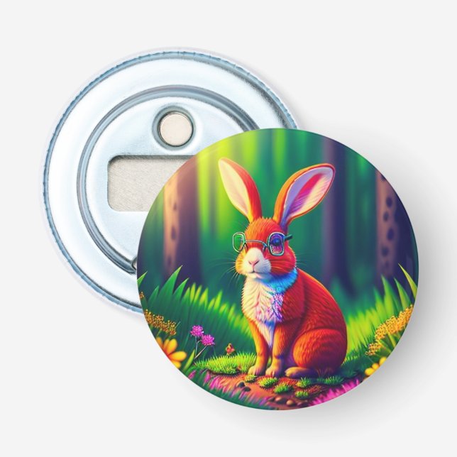 Décapsuleur Lapin rouge assis sur l'herbe (Devant)