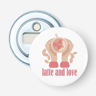 Décapsuleur Latte et coupe d'amour, mains et citation de café