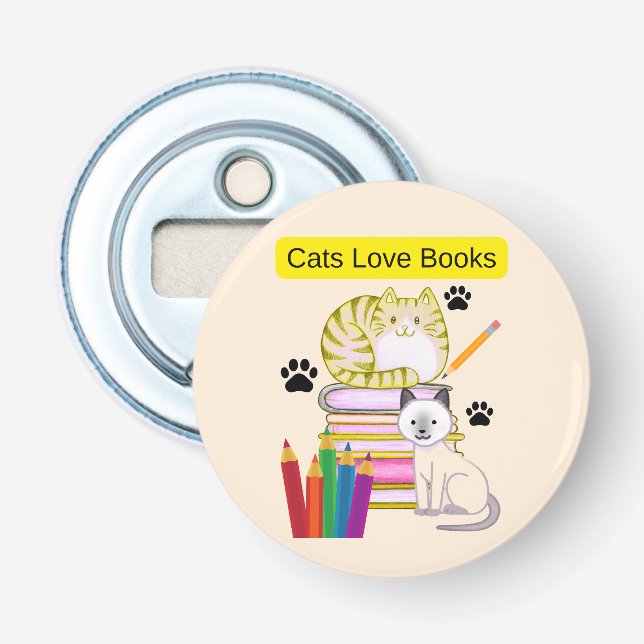 Décapsuleur Le chat aime les livres (Devant)