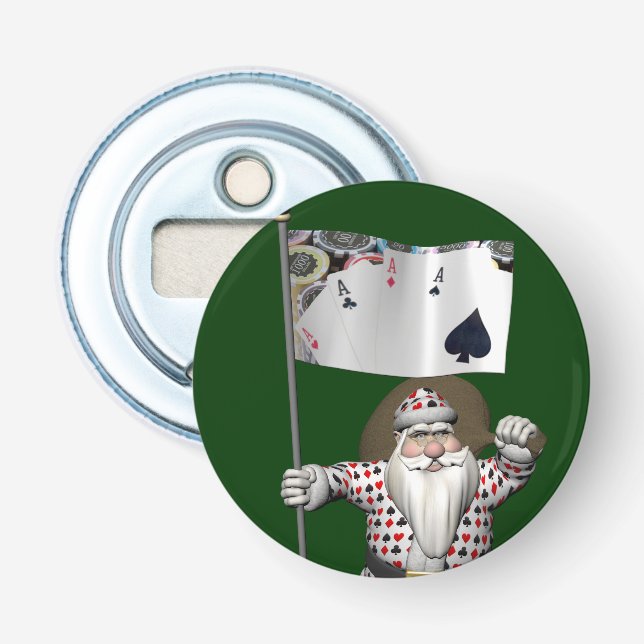 Décapsuleur Le Père Noël Aime Jouer Au Poker (Devant)