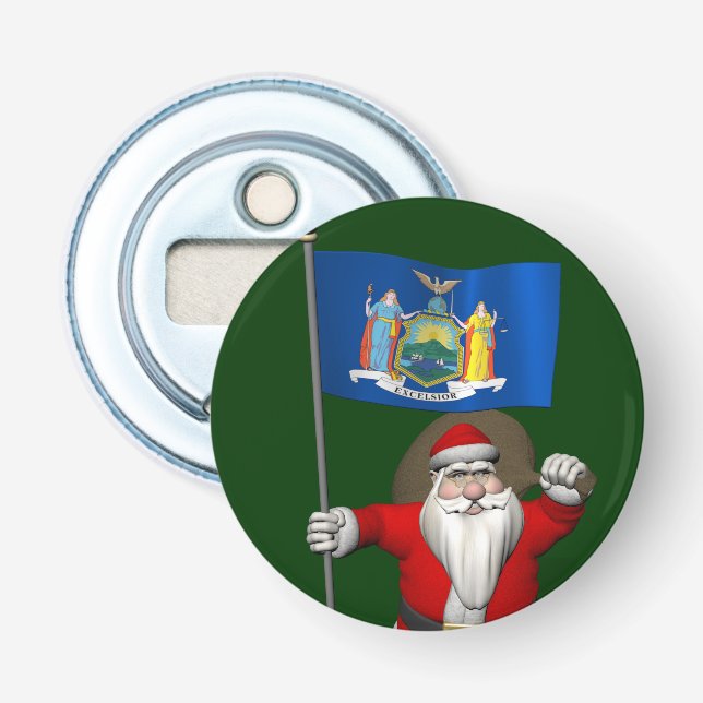 Décapsuleur Le Père Noël Avec L'Ensigne De L'État De New York (Devant)