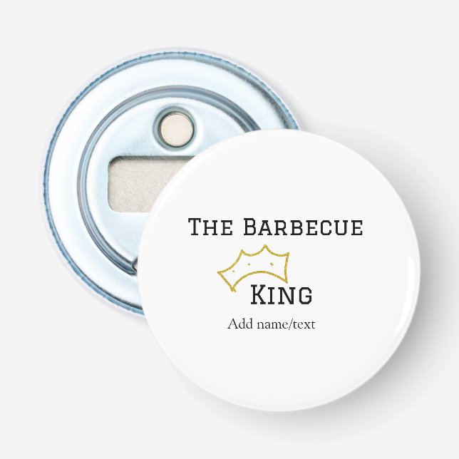 Décapsuleur Le roi du barbecue couronne nom texte cuisine meil (Devant)