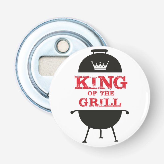 Décapsuleur Le Roi Du Grill, Blanc Noir Couronne Rouge (Devant)