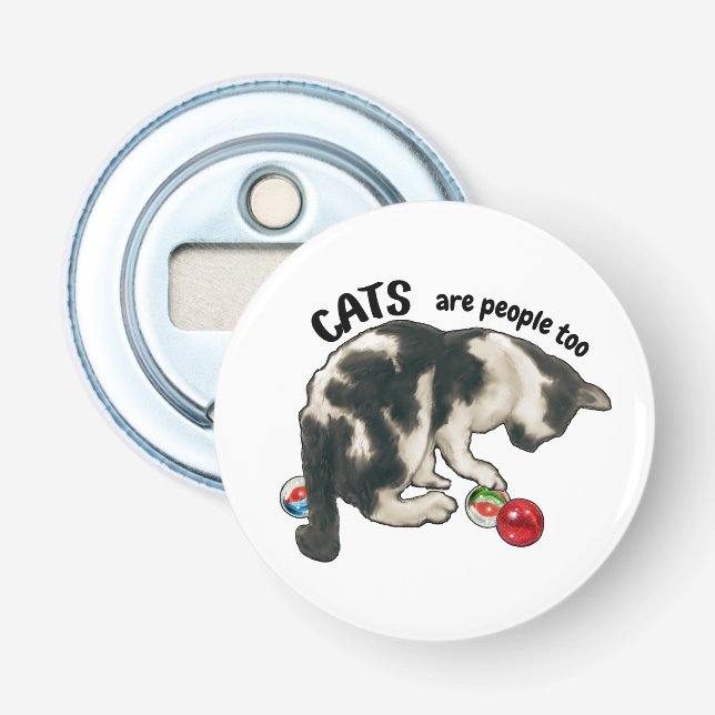 Décapsuleur LES CHATS sont des gens aussi, Chat et BILLES (Devant)
