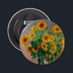 Décapsuleur Les tournesols de Monet<br><div class="desc">Bottle Opener avec la peinture à l’huile de Claude Monet Bouquet of Sunflowers (1881). Beaux tournesols dans un vase bleu au-dessus d'une table rouge. Un grand cadeau pour les amateurs d'impressionnisme et d'art français.</div>
