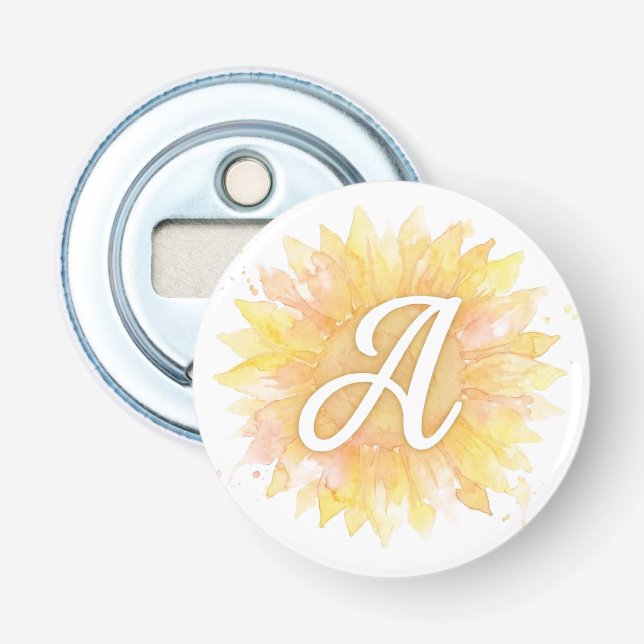 Décapsuleur Lettre A Tournesol Prénom Monogramme Initiale  (Devant)