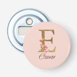 Décapsuleur Lettre de nom personnalisée E Roses rose poudré fe