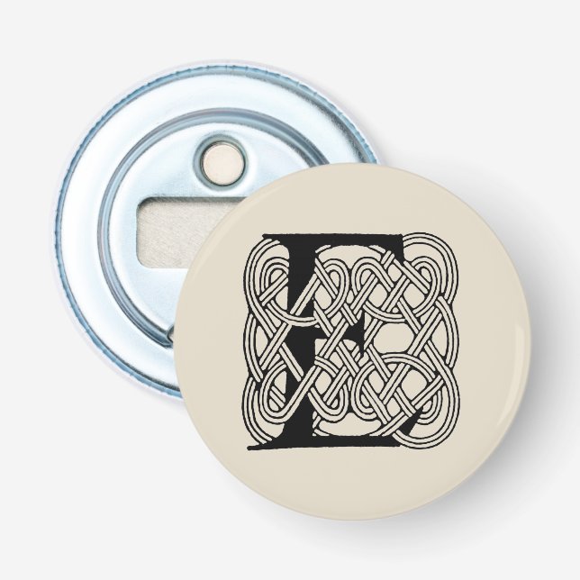 Décapsuleur Lettre E Noeud Celtique Monogramme Vintage (Devant)