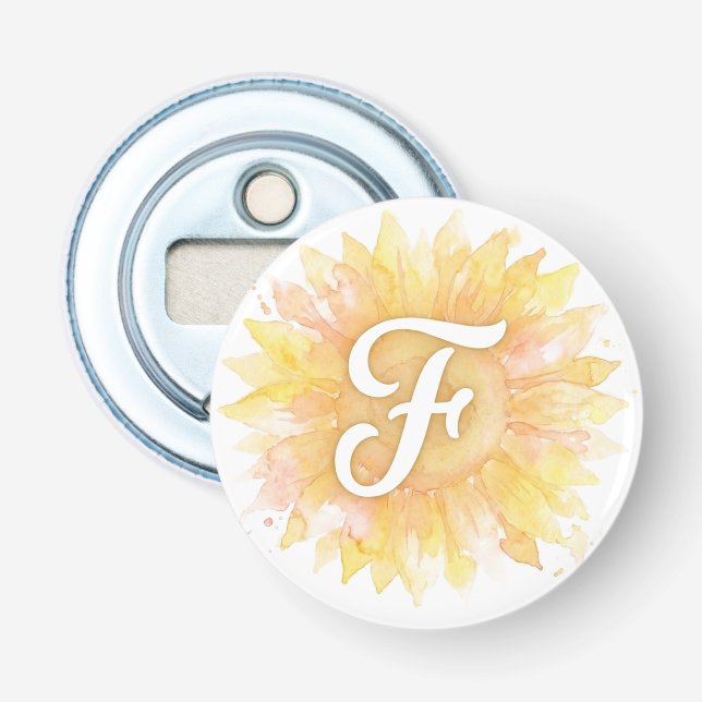 Décapsuleur Lettre F Tournesol Monogramme Initial Nom  (Devant)