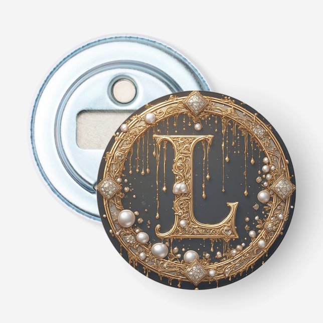 Décapsuleur 🌸 Lettre L Monogramme Doré Style Élégant Maison (Devant)