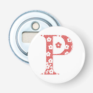 Décapsuleur Lettre Motif de fleurs P(rouge)