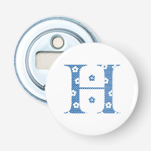 Décapsuleur LETTRE Motif Fleur H (bleu)