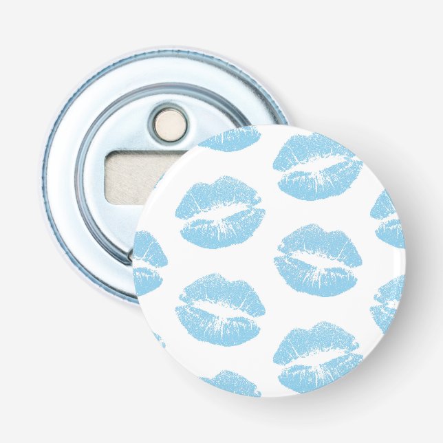 Décapsuleur Lèvres Bleues, Motif De Lèvres, Bleu, Baiser (Devant)