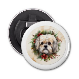 Décapsuleur Lhasa Apso Christmas Wreath Festive Pup