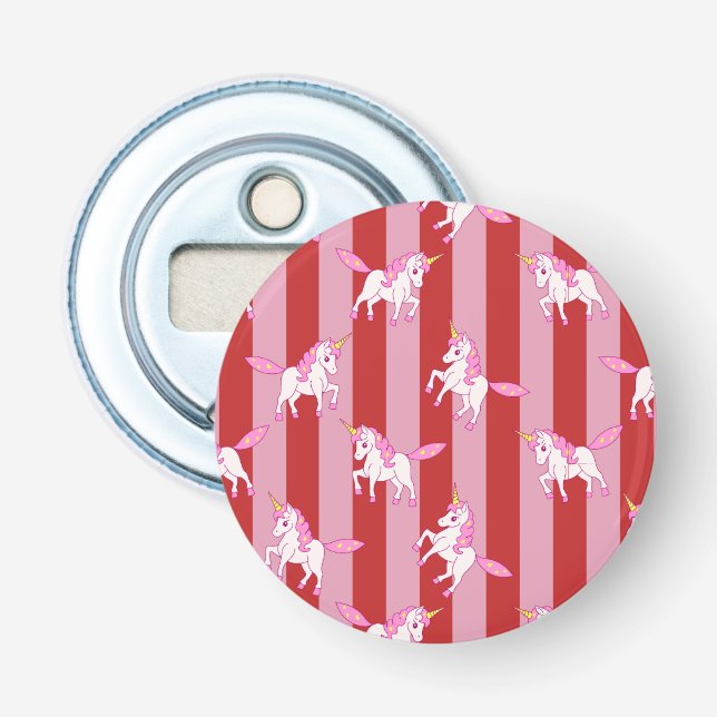 Décapsuleur Licorne rayée rose et rouge  (Devant)