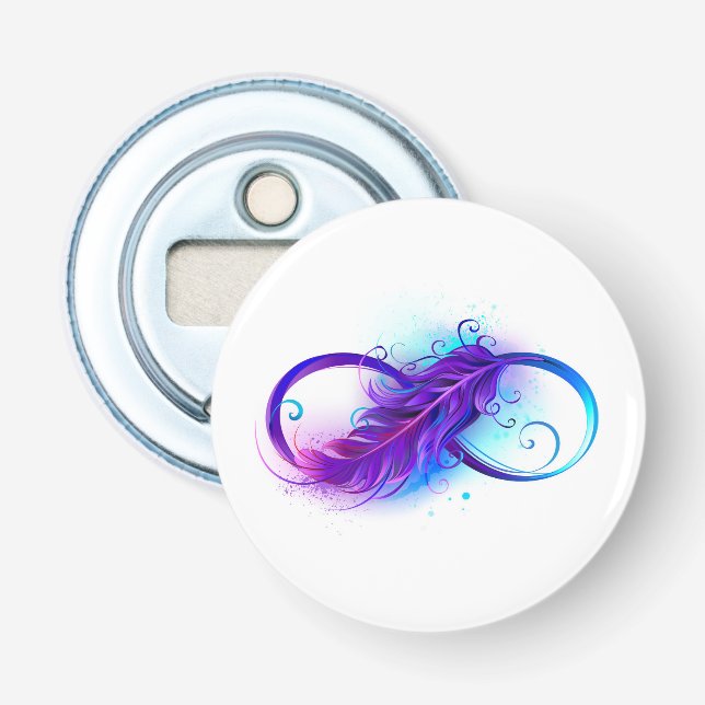 Décapsuleur L'infini avec plume violette (Devant)