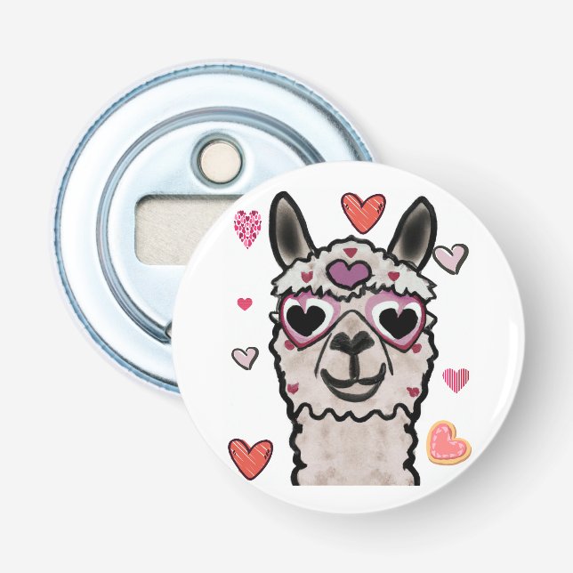 Décapsuleur Llama cool avec lunettes de coeur (Devant)