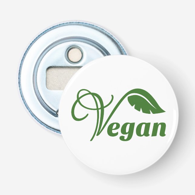 Décapsuleur Logo feuille verte vintage végane par Bearnd (Devant)