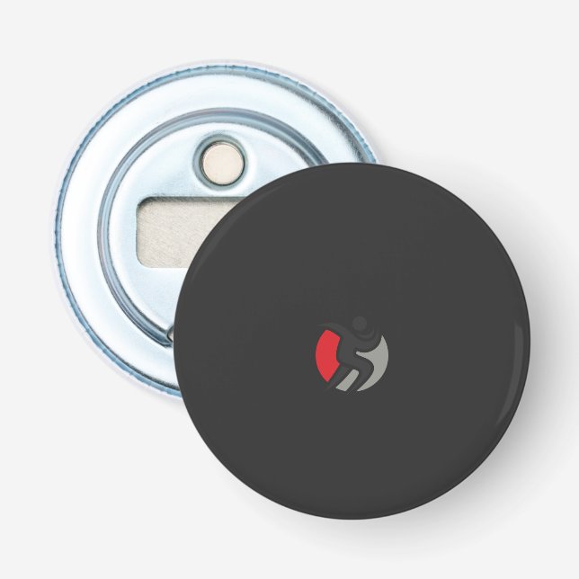 Décapsuleur logo noir et rouge avec une personne au centre (Devant)