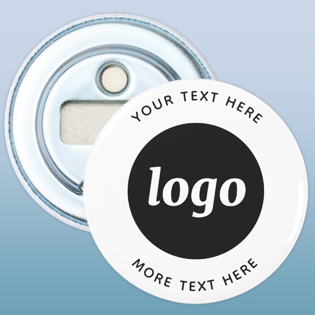 Décapsuleur Logo Simple Avec Texte Entreprise (Simple logo with text promotional business button bottle opener)