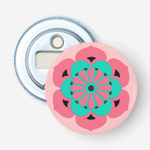Décapsuleur Lotus Flower Mandala, Coral rose et Turquoise