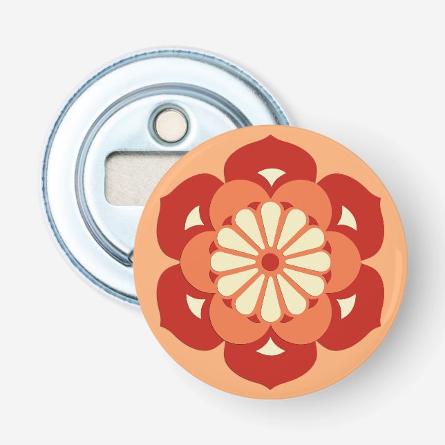 Décapsuleur Lotus Flower Mandala, Pastel Orange et Mandarin (Devant)