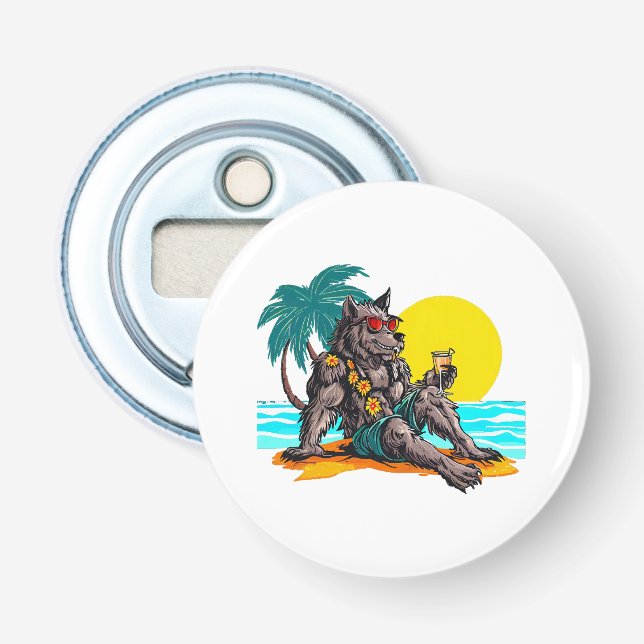 Décapsuleur loup-garou en vacances (Devant)