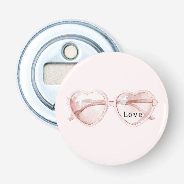 Décapsuleur Lunettes de cœur rose Amour (Devant)