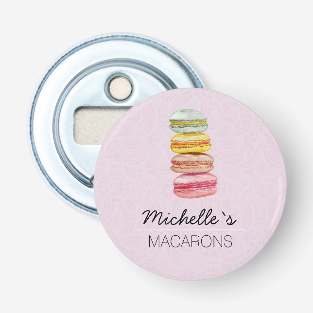 Décapsuleur Macarons français aquarelle peints à la main (Devant)