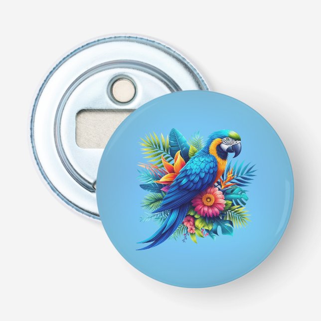 Décapsuleur Macaw tropicale bleue et colorée (Devant)